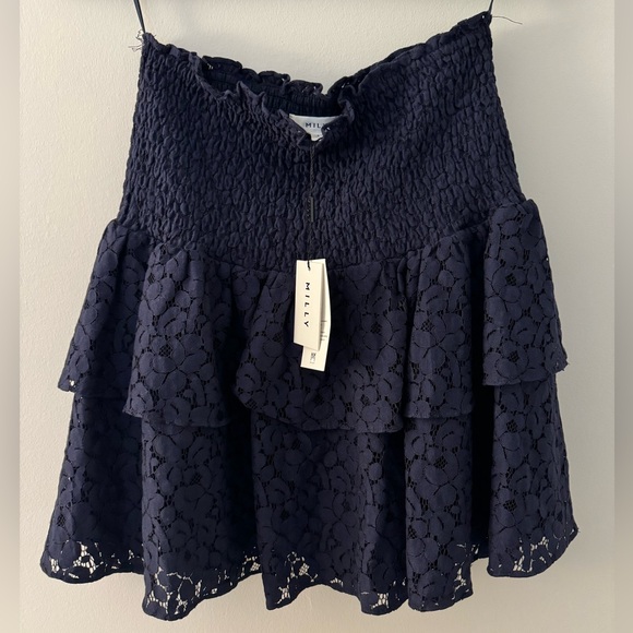 NWT Milly Blue Lace Skirt Size 6 - Picture 3 of 9